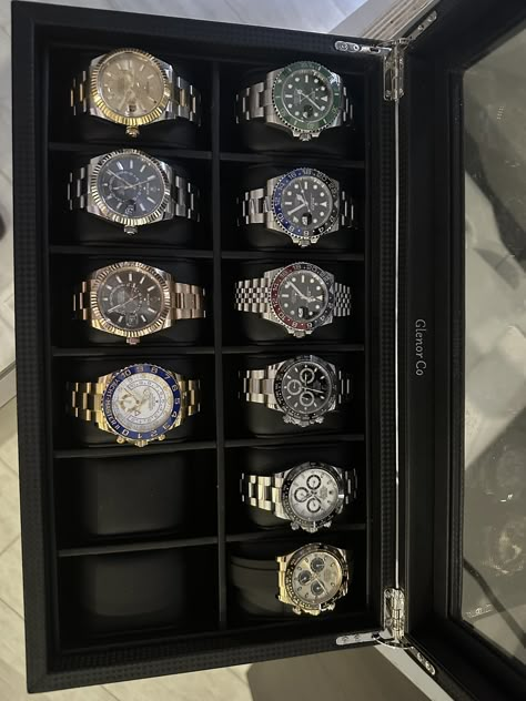 Watch Collection Mens Aesthetic, Luxury Watch Box, Luxury Watch Collection, Rolex Collection, Richard Mille Watches, Money Wallpaper Iphone, Nice Watches, Gentleman Aesthetic, Fancy Watches