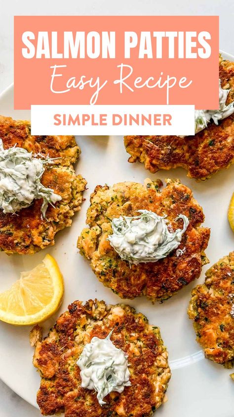 You're going to love these delicious and tender salmon patties - they're easy to make, inexpensive, and a fantastic, filling lunch or dinner recipe.  These salmon cakes are made with a mixture of canned salmon, panko breadcrumbs, and a richly flavorful blend of aromatics. Easy Salmon Cakes Recipes, Salmon Patty Meal Ideas, Salmon Pouch Recipes, Salmon Cakes With Canned Salmon, Canned Salmon Cakes, Salmon Panko, Zucchini Patties Recipes, Leftover Salmon Recipes, Panko Recipes