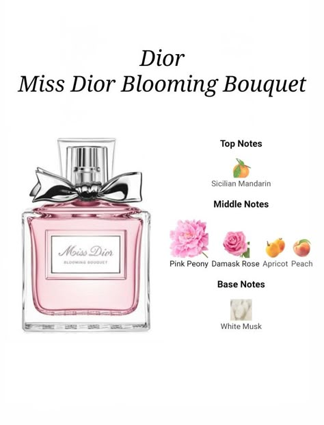 Perfume Notes For Women, Essential Oil Perfumes Recipes, Perfume Notes, Miss Dior Blooming Bouquet, Blooming Bouquet, Perfume Recipes, Popular Perfumes, Diy Perfume, Fragrances Perfume Woman