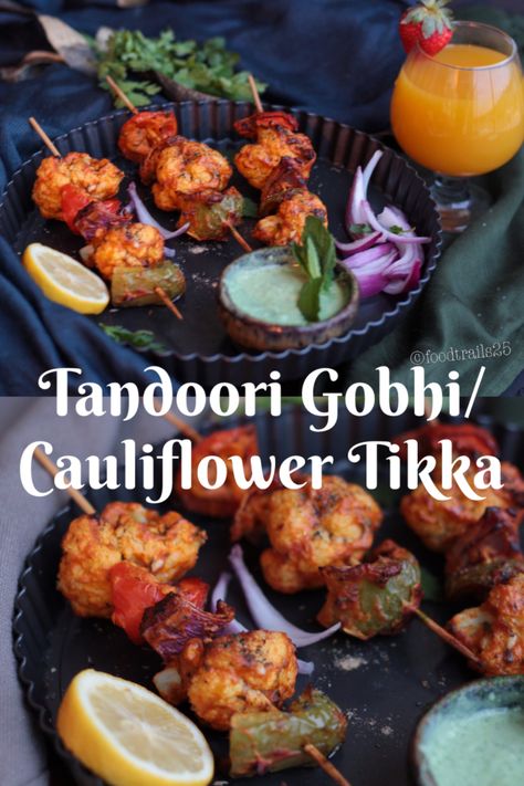 Vegetarian Tandoori Recipe, Tandoori Cauliflower Air Fryer, Indian Air Fryer Recipes, Tandoori Vegetables Recipe, Indian Marinade, Indian Appetizers Vegetarian, Tandoori Vegetables, Cauliflower Marinated, Gluten Free Vegetarian Snacks