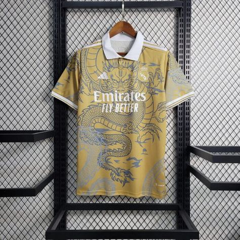 Zorrojersey- Professional Custom Soccer Jersey Online Store Real Madrid Crest, Real Madrid Kit, Camisa Real Madrid, Chinese Gold, Football Fashion, Professional Wear, Gold Dragon, Soccer Shirts, Jersey Design