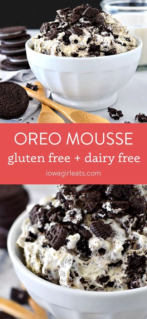 Essen, Gluten Free Sweets, Oreo Mousse, Gluten Free Oreos, Gluten Free Dairy Free Dessert, Gluten Free Desserts Recipes, Gf Desserts, Oreo Dessert, Gluten Free Dairy Free Recipes