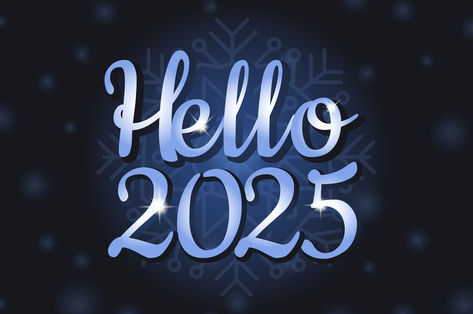 Hello 2025 lettering on blue background with snowflakes Hello 2025, Blue Background, Blue Backgrounds, Premium Vector, Graphic Resources, Blue, Design