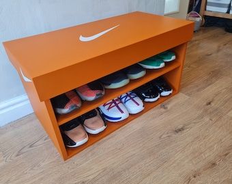 Cool Sneaker Storage, Nike Shoe Box Storage, Boys Room Storage, Sneaker Storage Box, Shoes Boxes, Basketball Room, Shoe Box Storage, Boys Bedroom Makeover, Gift For Him Birthday