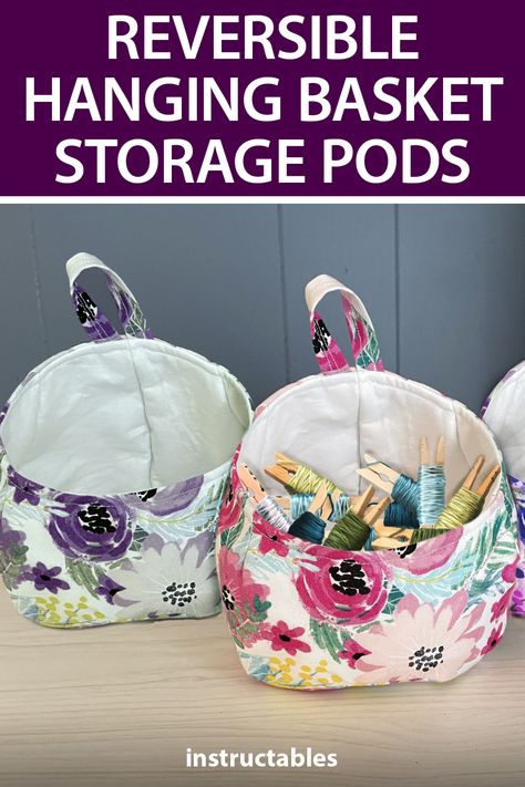 Sew Hanging Basket, Hanging Storage Basket, Hanging Basket Sewing Pattern, Fabric Hanging Baskets, Sewing Storage Containers, Bubble Basket Bag Pattern, Hanging Fabric Baskets, Storage Pod Pattern, Fabric Pods