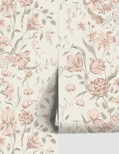 Scalamandre Karins Buckett Wallpaper by Sandberg Valspar Lovebug, Floral Wallpaper Girls Bedroom, Sage Floral Wallpaper, Girls Nursery Wallpaper, Wallpaper Ideas For Bedroom, Girl Room Wallpaper, Wallpaper Girls Room, Karin Larsson