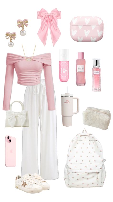 #cute #coquette #fit #white #pink Aesthetic Outfits Y2k, Modest Girly Outfits, Preppy Wardrobe, 2000s Japanese Fashion, Simple Outfits For School, Cute Coquette, Casual Outfits For Teens, Casual Preppy Outfits