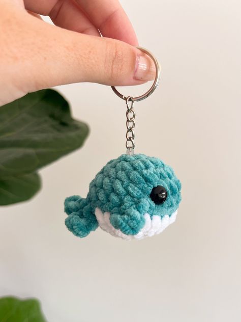 Whale Keychain Crochet Handmade Plushie stuffed animal Crochet Plushies Whale, Crochet Animals Mini, Crochet Mini Plushies, Mini Crochet Plushies, Crochet Minis, Printable Crochet Patterns, Whale Keychain, Stuffed Animal Crochet, Crochet Whale