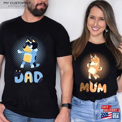 Custom Dad Mom Bluey Sweatshirt Tshirt Shirt Unisex Check more at https://mycustomily.com/product/custom-dad-mom-bluey-sweatshirt-tshirt-shirt-unisex/ Fiesta Bluey, Sweatshirts, T Shirt, Quick Saves, Mariana