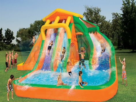 Water Slides Backyard, Rapids Water Park, Pool Water Slide, Backyard Water Parks, Playground Slide, Inflatable Water Park, Pool Backyard, Inflatable Slide, Splash Pool