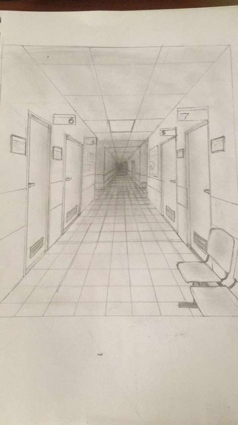 Hospital Drawing Reference, Corridor Drawing, Hospital Comic, Hospital Sketch, Drawing Hospital, Abandoned Drawing, Hospital Painting, High School Wallpaper, Hallway Drawing