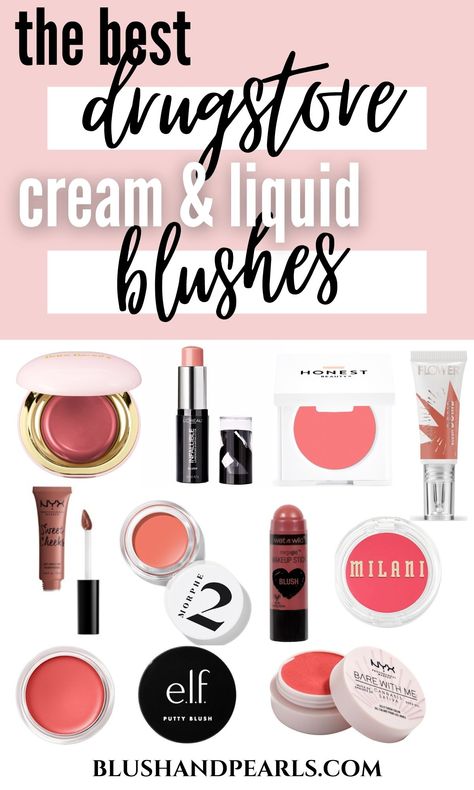 Makeup Cream Products, Blush For Oily Skin Drugstore, Good Liquid Blush, Best Blushes Drugstore, Essence Cream Blush, Glowy Drugstore Makeup, Best Drugstore Blush For Dark Skin, Best Blush Tiktok, Pink Cream Blush