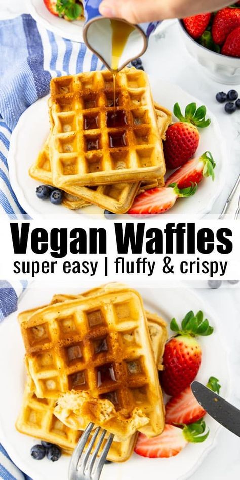 Vegan Waffles, Breakfast Vegan, Vegan Breakfast Easy, Vegan Brunch, Tofu Scramble, Desserts Vegan, Waffle Recipes, Alfredo Sauce, Vegan Foods