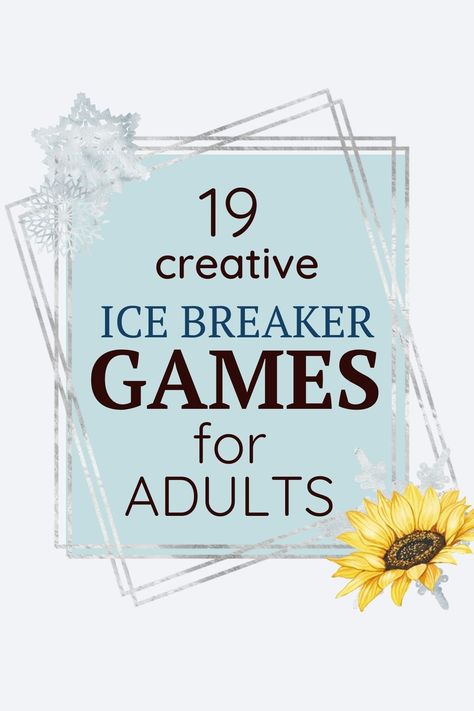 Gather your closest companions and newly acquired acquaintances and introduce them to a night of fun and laughter. I hope this list of ice breaker games for adults will help you make your next meeting Team Ice Breaker Games, Party Games For Many People, Interactive Ice Breaker Games, Ice Breaker Party Games For Adults, Group Ice Breakers For Women, Adult Icebreaker Games, Breaking The Ice Games, Office Ice Breaker Games, Ice Breaking Games For Adults