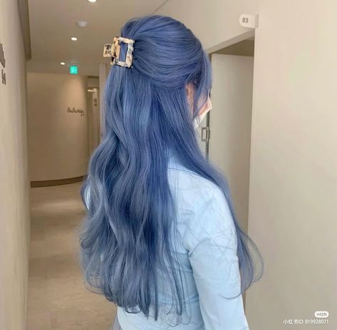 Hair Stages, Hair Ext, Denim Hair, Hair Styels, Filter Aesthetic, Light Blue Hair, Korean Hair Color, Hair Color Unique, Brown Hair Dye