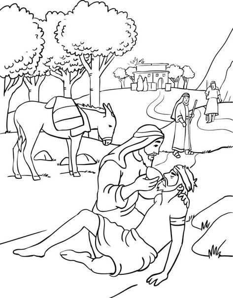 Good Samaritan Coloring Pages - Best Coloring Pages For Kids Good Samaritan Coloring Page, Bible Crafts Sunday School, The Good Samaritan, Jesus Coloring Pages, Sunday School Coloring Pages, Parables Of Jesus, Abraham And Sarah, Childrens Sermons, Bible Story Crafts