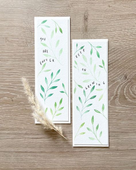 stacy | modern calligraphy on Instagram: “Most of you guys guessed it on my stories — bookmarks are finally here and available to shop!! Link in bio✨⁣ ⁣ Each bookmark is unique and…” Calligraphy Bookmarks, Wedding Card Writing, Affirmation Bookmarks, Minimal Watercolor, Leaf Bookmark, Encouragement Gift, Encouragement Gifts, Watercolor Leaves, Bookmarks Handmade