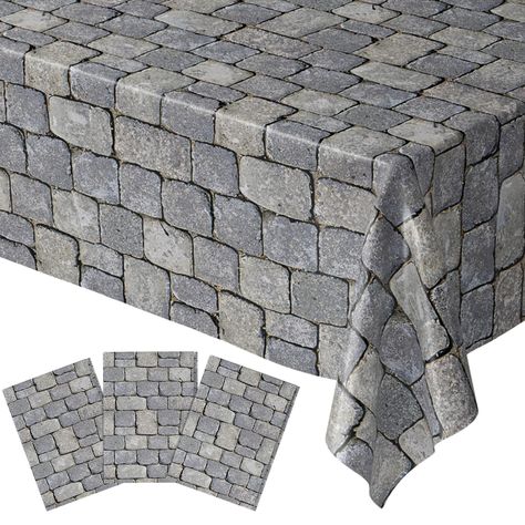 PRICES MAY VARY. 🏰 Step into Medieval Times: Transform your event into a medieval fantasy with the Stone Wall Table Covers. This pack includes three grand 108"x54" table covers, setting the stage for epic gatherings filled with knights, castles, and legendary quests. Whether it's a medieval times party, a Viking-themed celebration, or a stone wall extravaganza, these table covers are your passport to a memorable adventure. 💡 Functionality and Budget-Friendly: These table covers are more than j Hannover, Vikings Party Decorations, Viking Trunk Or Treat Ideas, Wizard Theme Party, Narnia Scenery, Medieval Table Decorations, Medieval Party Decor, Labyrinth Themed Party, Dnd Party Decorations