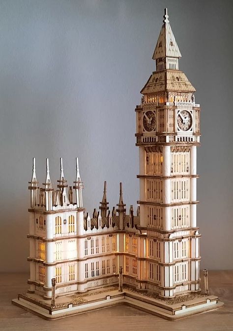 3d Puzzles For Adults, Western Architecture, Cardboard Puzzle, Wooden Model Kits, Laser Cut Kit, Laser Ideas, Architecture Collage, Model Building Kits, Construction Crafts