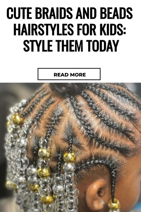 Braids and Beads Hairstyles for Kids Toddler Girl Braid Styles With Beads, Toddler Braids With Beads Kid Hairstyles, Toddler Box Braids For Kids With Beads, Toddler Hair With Beads, Toddler Beaded Hairstyles For Kids, Beaded Hairstyles, Beads Hairstyles For Kids, Triangle Part Braids, Fun Braids