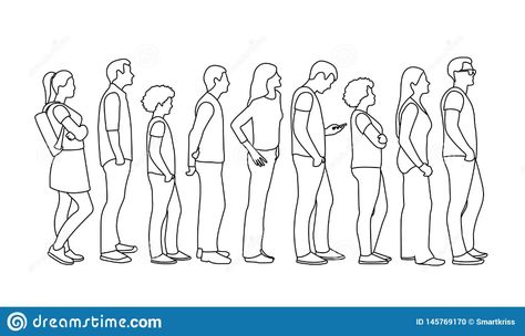 Person Drawing Simple, People Standing In Line, Standing Line, Cartoon Outline, Line Graphics, Line Animation, Person Drawing, Line Sketch, Standing In Line