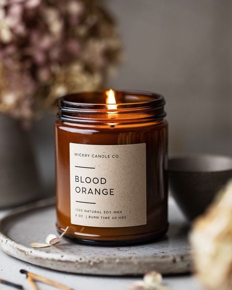 Blood Orange Soy Candle, 8 oz Amber Jar Candle, Citrus Candle Burnt Orange Candle, Amber Glass Candles, Amber Candle Jars, Candles Photoshoot, Candle Lifestyle, Amber Candles, Bergamot Candle, Candle Photography, Cedar Candle