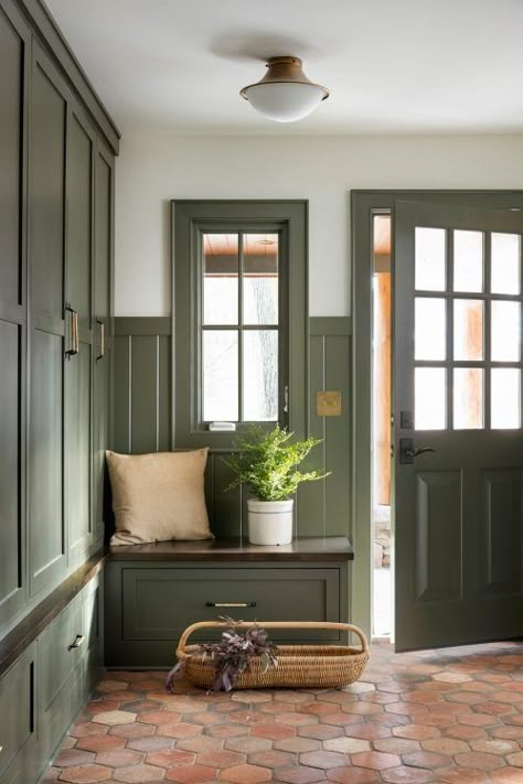 Paint Colors We've Been Loving Lately | Bria Hammel Interiors Bria Hammel Interiors, Bria Hammel, Minnesota Lake, Mudroom Design, Green Cabinets, Laundry Mud Room, House Remodel, House Built, House Inspo