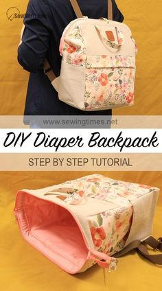 Ultimate Diaper Backpack DIY - Spacious & Organized! 🚩 Step by Step Sewing Tutorial Diaper Bag Sewing Pattern, Backpack Patterns, Diy Diaper Bag, Backpack Diy, Diy Pouch, Backpack Sewing, Nappy Backpack, Diy Sac, Diy Backpack