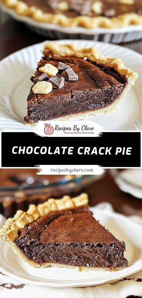 Experience the velvety richness of Chocolate Crack Pie, combining a perfectly crisp crust with a deeply chocolatey filling that's sure to impress. Ingredients: 1/4 cup granulated sugar (for crust) 1/2 cup packed brown sugar 1/4 cup unsweetened cocoa powder 3 large eggs Enjoy a dessert that's both decadent and utterly satisfying with every bite! Chocolate Fudge Pie, Cracked Cookies, Chocolate Chess Pie, Chocolate Chip Cookie Pie, Chocolate Espresso Cake, Espresso Cake, Pie Chocolate, Fudge Pie, Dessert Pie