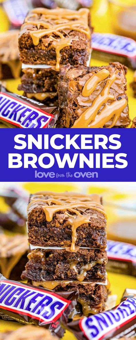 Desserts With Snickers, Snicker Brownies Recipe, Snicker Brownie Bites, Chewy Snickers Brownies, Snickers Brownie Bites, Snicker Dessert Recipes, Snickers Brownies Recipe, Snicker Desserts, Snickers Dessert Recipes