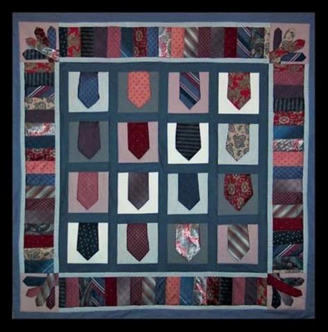 Necktie Quilt, Liberty Quilt, Necktie Crafts, Tie Ideas, Tie Quilt, Tie Crafts, Man Quilt, Memory Pillows, Quilted Table Toppers