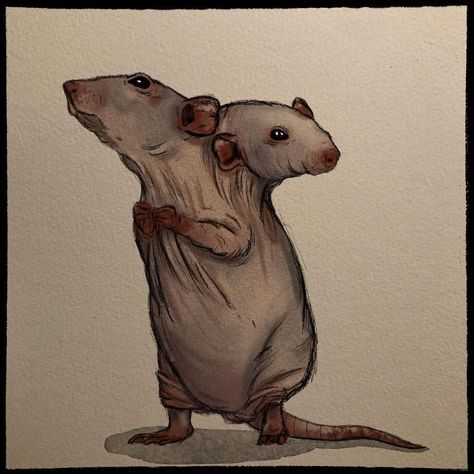 Joss on Instagram: “A two headed friend! 🐀🐀 *5x7 prints of this pal are available in my etsy!* . . . . . . . . #art #horrorsketches #bodyhorror #drawings…” Rat Laying Down, Two Headed Rat, 5x7 Prints, Rat King, City Dog, Stick Art, Portfolio Ideas, Writing Art, 5x7 Print