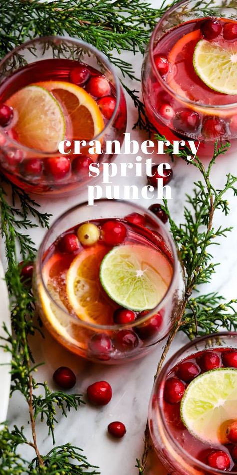 This holiday punch is one everyone can enjoy! From the kids to the adults, everyone will love this Cranberry Sprite Punch. Head to the blog to get this holiday drink recipe. We also shared how you can turn this non-alcoholic holiday punch into a holiday cocktail. Cranberry Sprite Punch, Cranberry Punch Recipes Non Alcoholic, Sprite Punch, Cranberry Sprite, Easy Christmas Drinks, Christmas Drinks Nonalcoholic, Cranberry Mocktail, Recipe For A Crowd, Holiday Mocktail