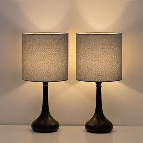 Amazon.com: small bedside lamps set of 2 Small Bedside Table Lamps, Modern Lamps Bedroom, Modern Nightstand Lamps, Bedroom Lamps Nightstand, Grey Lamp, Bed Lamp, Bedside Night Stands, Nightstand Lamp, Small Table Lamp