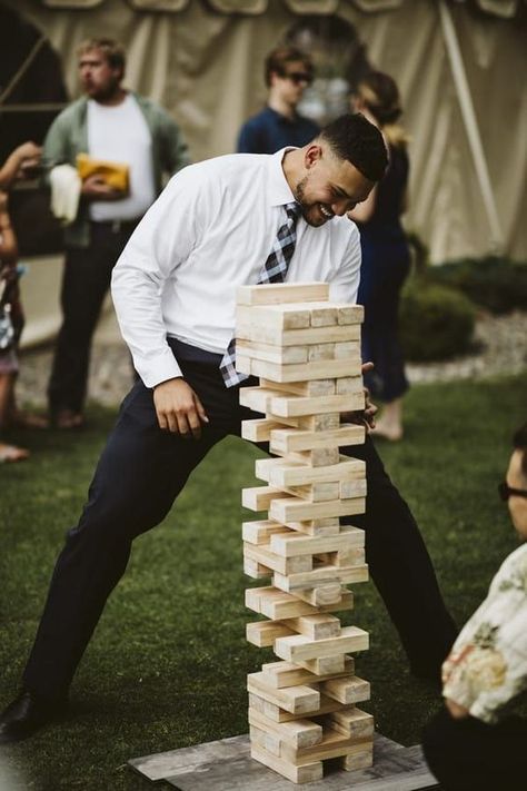 Large Jenga, Jenga Wedding, Reception Entertainment, Wedding Reception Entertainment, Wedding Activities, Outdoor Wedding Reception, Future Wedding Plans, Wedding Entertainment, Cute Wedding Ideas