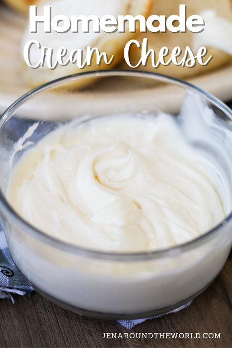 Let's make homemade cream cheese! It only takes 3 simple ingredients for the creamiest, and super soft cream cheese.

If I had known how easy it was to do this, I would have made this a long time ago! How To Make Homemade Cream Cheese, Home Made Cream Cheese Recipe, How To Make Cream Cheese At Home, How To Make Cream Cheese, Diy Cream Cheese, Make Cream Cheese At Home, Homemade Heavy Cream, Homemade Cream Cheese Recipe, Homemade Cheeses