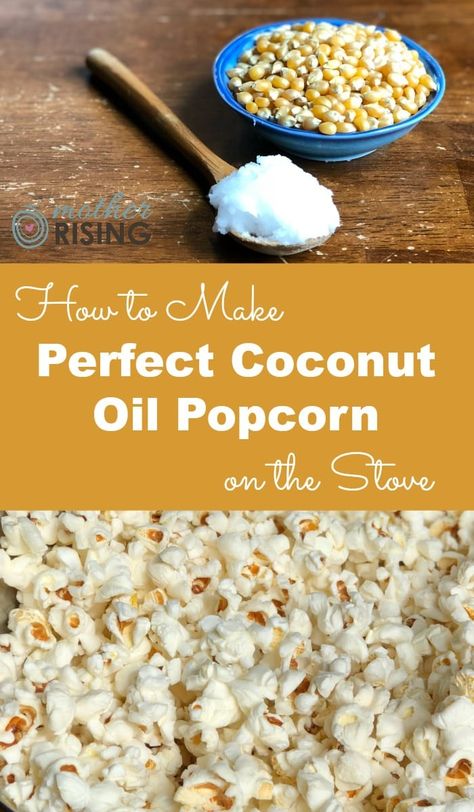 By using my step-by-step instructions you will have perfectly popped coconut oil popcorn made on the stove with minimal (if not zero!) unpopped kernels.  Life goals, people!  Let's get started. Coconut Oil Popcorn Recipe, Popcorn On The Stove, Coconut Oil Popcorn, Popcorn Oil, Stovetop Popcorn, Healthy Popcorn, It Party, Homemade Popcorn, Coconut Oil Recipes