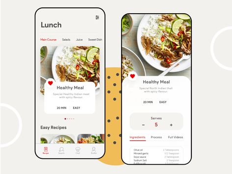 Food Recipe App by himanshu Rawat on Dribbble การออกแบบ Ui Ux, Ui Design Mobile, Meal Planning App, Recipe App, App Design Layout, Ux App Design, Cooking App, Food Delivery App, Mobile App Design Inspiration