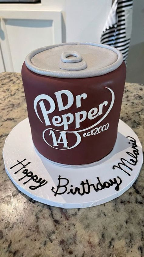 Soda Birthday Cake, Doctor Pepper Cake, Dr Pepper Themed Cake, Dr Pepper Birthday Cake, Dr Pepper Photoshoot, Dr Pepper Cake Design, Dr Pepper Birthday Party Ideas, Dr Pepper Party, Dr Pepper Birthday