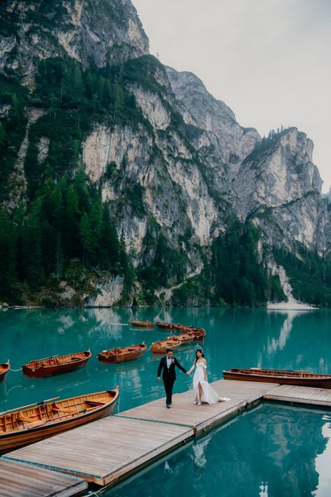 Dolomites Lago Di Braies micro wedding - London Wedding Photographer Lake Braies Elopement, Dolomite Elopement, Azores Wedding, Dolomites Wedding, Dolomites Elopement, European Elopement, Pre Shoot, Italy Elopement, Wedding Cruise