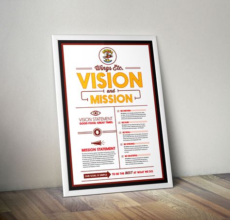 Check out this @Behance project: “Wings Etc. Mission Statement Posters” https://www.behance.net/gallery/33569855/Wings-Etc-Mission-Statement-Posters Vision And Mission Design Layout, Mission Statement Design, Values Poster, Vision Poster, Vision Ideas, Spice Kitchen, Vision And Mission Statement, Vision Statement, Mission Vision