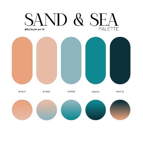 Three Color Palette, Gradient Color Palette, Beach Color Palette, Flat Color Palette, Color Theory Art, Color Knowledge, Gradient Color Design, Website Color Palette, Color Design Inspiration