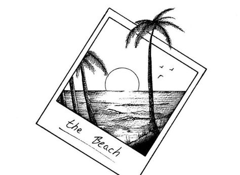 심플한 그림, Beach Drawing, Palm Tree Tattoo, Desenho Tattoo, Sketches Simple, Pencil Art Drawings, Tree Drawing, Tree Tattoo, Pen Art