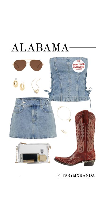 ALABAMA GAMEDAY OUTFIT | Shop the look #outfitinspo #gameday #gamedayfit #gamedayoutfit #outfit #alabama Gameday Outfit Alabama, Bama Gameday Outfit, Alabama Gameday Outfit, Alabama Football Game, Bama Gameday, Fsu Gameday, Rush Week Outfits, Cute College Outfits, College Gameday Outfits