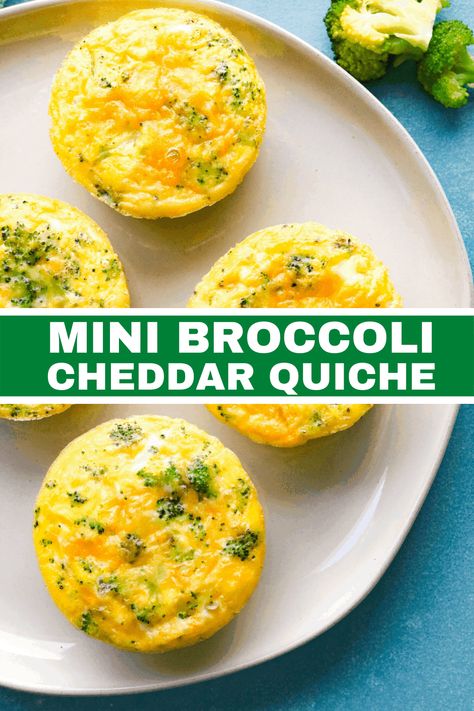 Essen, Crustless Quiche Muffins, Broccoli Cheese Quiche, Crustless Broccoli Quiche, Broccoli Quiche Recipes, Quiche Recipes Crustless, Broccoli Cheddar Quiche, Cheddar Quiche, Mini Quiche Recipes