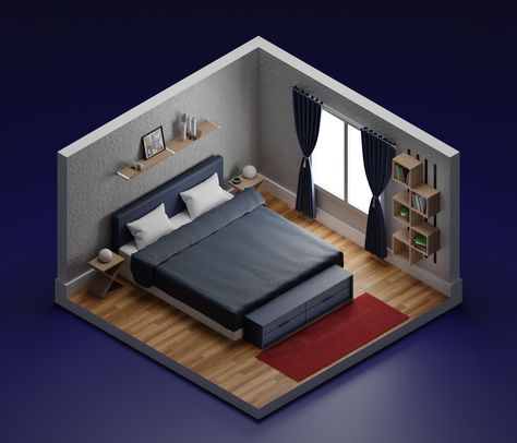 ArtStation - Isometric bedrooms Basic Design Principles, Cardboard Model, Cardboard House, Office Layout, Man Room, Furnished Apartment, 3d Warehouse, Room Aesthetic, Outdoor Bed