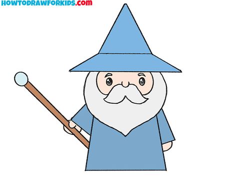 How to Draw a Wizard - Easy Drawing Tutorial For Kids Wizard Drawings Easy, How To Draw A Wizard, Wizard Drawing Easy, Cute Wizard Drawing, Wizard Cartoon, Wizard Drawing, Wizard Of Oz Wizard, Oz Wizard, Wizard Drawings