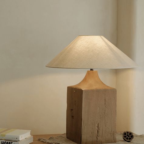 Old Wood Table, Diy Luminaire, Wood Step Stool, Linen Lampshade, Chic Lamp, Driftwood Lamp, Stone Lamp, Wood Table Lamp, Diy Light Fixtures