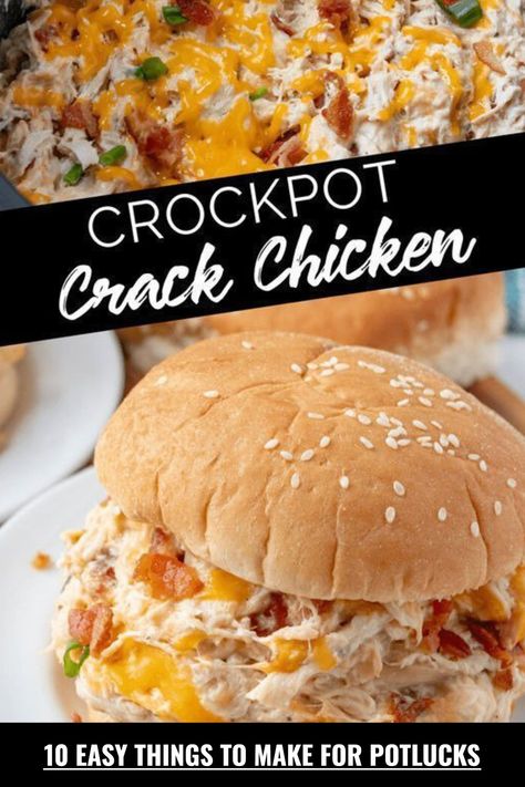 Crockpot Crack Chicken Sandwiches from 10 Easy Things To Make For Potlucks. Super easy potluck ideas, easy meals for large groups, main dish for potluck for feeding a crowd on a budget. Dump and go crockpot potluck recipes. Crockpot Recipes Mexican, Easy Crockpot Recipes Healthy, Chicken Crockpot Recipes Healthy, Chicken Crockpot Recipes Easy, Vegetarian Crockpot Recipes, Family Fresh Meals, Crockpot Soup Recipes, Crockpot Recipes Beef, Potluck Dishes