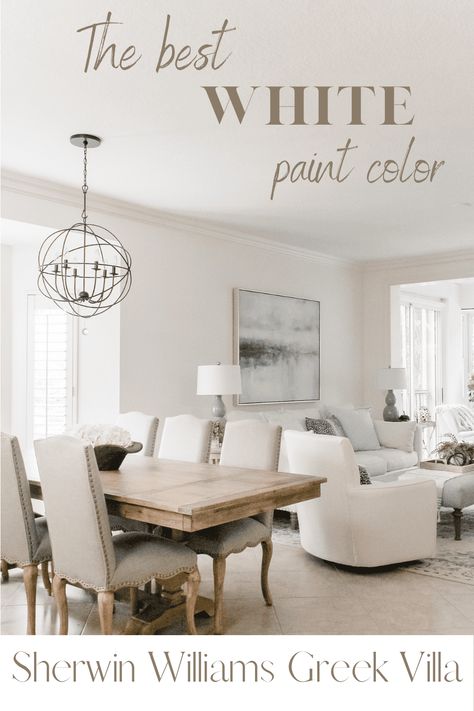 Creamy White Paint Colors, Sherwin Williams Greek Villa, Creamy White Paint, Perfect White Paint, Greek Villa Sherwin Williams, Off White Paint Colors, White Interior Paint, Greek Villa, White Paint Color